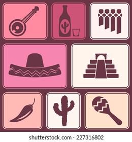 seamless background with symbols of Mexico