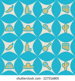 seamless background with symbols of Mexico