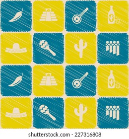 seamless background with symbols of Mexico