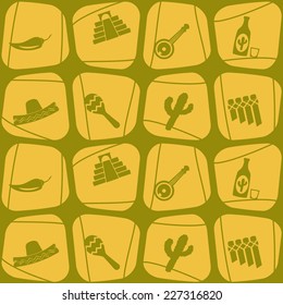 seamless background with symbols of Mexico