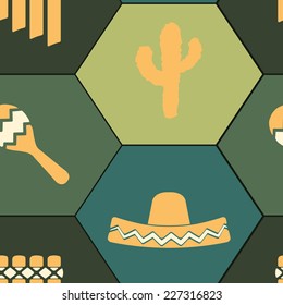 seamless background with symbols of Mexico