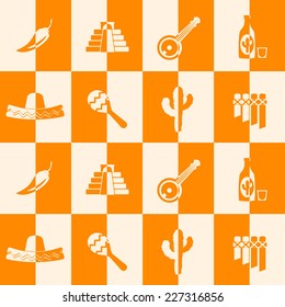 seamless background with symbols of Mexico