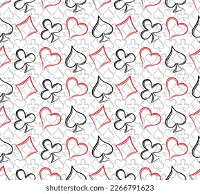 A Seamless Background with symbols of playing cards.
