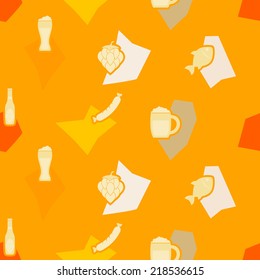 seamless background with symbols of production and consumption of beer