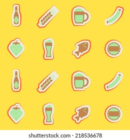 seamless background with symbols of production and consumption of beer
