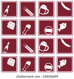 seamless background with symbols of production and consumption of beer