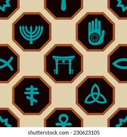seamless background with symbols of religion