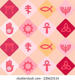 seamless background with symbols of religion