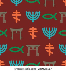 seamless background with symbols of religion