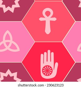 seamless background with symbols of religion