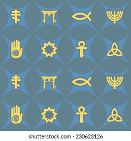 seamless background with symbols of religion