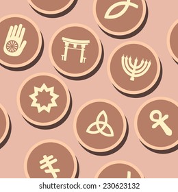 seamless background with symbols of religion