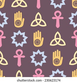 seamless background with symbols of religion