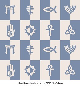 seamless background with symbols of religion