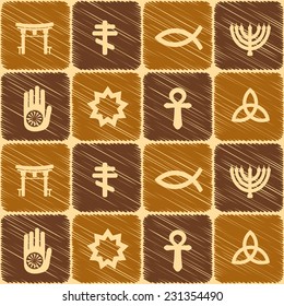 seamless background with symbols of religion