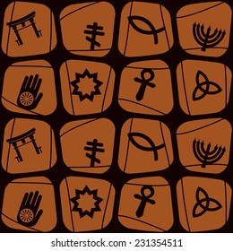 seamless background with symbols of religion
