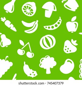 Seamless background with symbols of vegetables and fruit