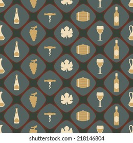 seamless background with symbols of wine making