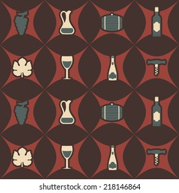 seamless background with symbols of wine making