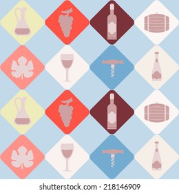 seamless background with symbols of wine making