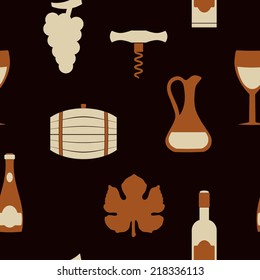 seamless background with symbols of wine making