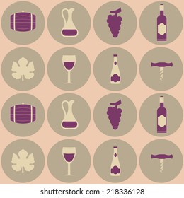 seamless background with symbols of wine making