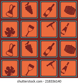 seamless background with symbols of wine making