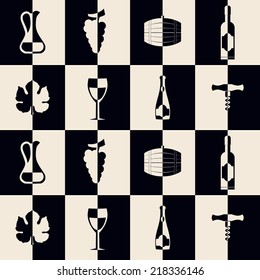 seamless background with symbols of wine making