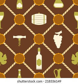 seamless background with symbols of wine making