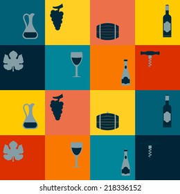 seamless background with symbols of wine making