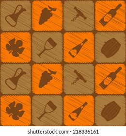 seamless background with symbols of wine making