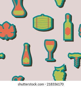 seamless background with symbols of wine making