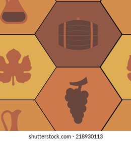 seamless background with symbols of wine making