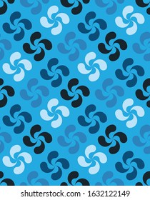 Seamless background, symmetrical pattern, blue color with a simple and regular style