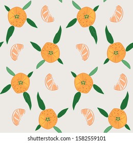 seamless background with tangerine and leaves.