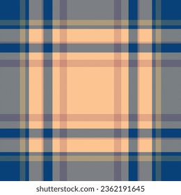Seamless background tartan of textile pattern plaid with a fabric vector check texture in orange and cyan colors.