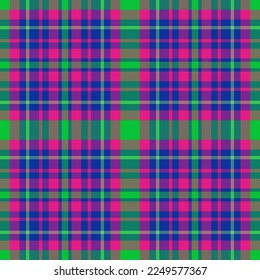 Tartán de fondo sin mar. Tela de plástico vectorial. Patrón textil de la textura comprobar los colores verde y rosa.