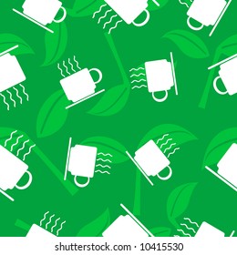 seamless background - tea and leaves