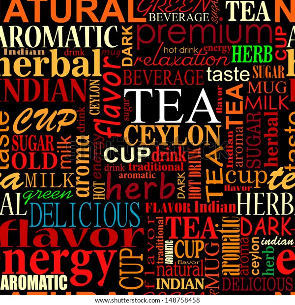 Seamless background with tea tags for food and beverage design. 