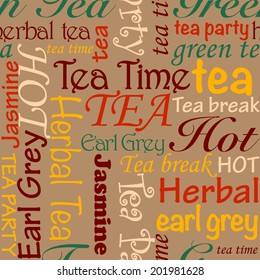 Seamless background with tea words
