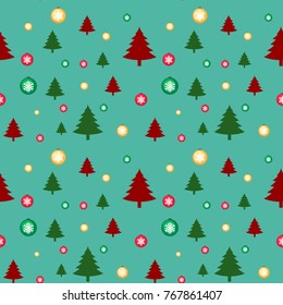 Seamless background template with christmas trees and snowflakes illustration
