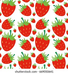 Seamless background template with fresh strawberry