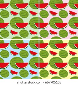 Nahtlose Hintergrundvorlage mit frischen Wassermelonen-Illustrationen