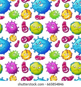 Seamless background template with germs illustration