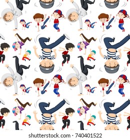 Seamless background template with kids dancing illustration