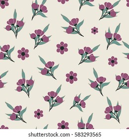 Seamless background with tender small flower blossoms. Vector color illustration