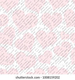 seamless background with text and hearts