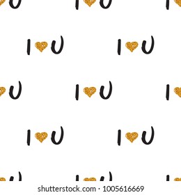 Seamless background with text love. Valentines Day. Wedding Ornament. . vector illustration