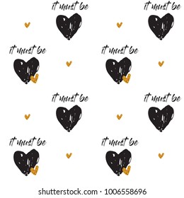 Seamless background with text love. Valentines Day. Wedding Ornament.