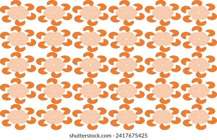 Seamless Background texture in geometric ornamental style, orange and beige flower round circle repeat pattern, replete image, design for fabric printing